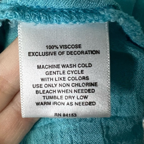 Hannah Robin’s Egg Blue Embroidered Bohemian 3/4 Sleeve Tunic Top - MED - Picture 8 of 9